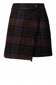 Louizon |  Checkered woolen skirt Orlando | brown  | Picture 1