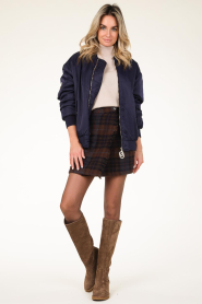 Louizon |  Checkered woolen skirt Orlando | brown  | Picture 3