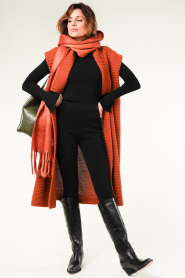 Moment Amsterdam |  Large soft wool blend scarf Mila | orange  | Picture 4