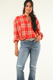 Moment Amsterdam |  Flannel blouse Claudi | red  | Picture 4