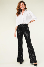 Twinset |  Flared pants with sequins Grace | black  | Picture 4