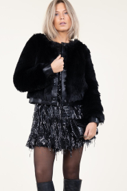 Twinset |  Faux fur coat Lisa | black  | Picture 2