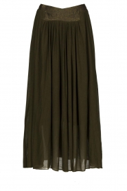 Louizon |  Maxi skirt with crêpe effect Baffau | green  | Picture 1