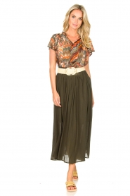 Louizon | Maxi-rok met crepe effect Baffau | groen   | Afbeelding 2