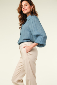 Aaiko |  Blouse with bow tie Veronne | blue  | Picture 7