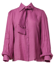 Aaiko |  Viscose blouse with puffed sleeves Veronne | purple  | Picture 1