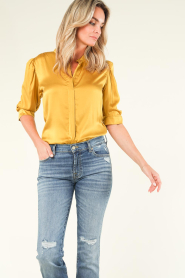 Dante 6 |  Silk blouse with puff sleeves Pernau | yellow  | Picture 5