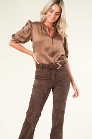 Dante 6 |  Silk blouse with puff sleeves Pernaud | taupe  | Picture 2