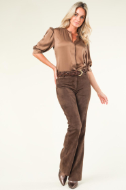 Dante 6 |  Silk blouse with puff sleeves Pernaud | taupe  | Picture 3