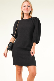 Dante 6 |  Jaquard dress with puff sleeves Fonda | black  | Picture 2