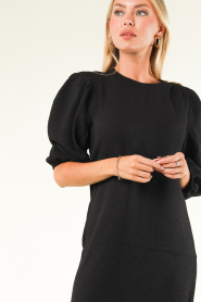 Dante6 |  Jaquard dress with puff sleeves Fonda | black  | Picture 4