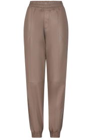 Dante 6 | Non-stretch leren jogger Kuno | taupe  | Afbeelding 1