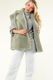 Alter Ego |  Faux teddy reversible waistcoat Marly | green  | Picture 6