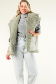 Alter Ego |  Faux teddy reversible waistcoat Marly | green  | Picture 2
