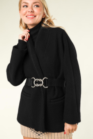 ba&sh |  Wool coat with belt Carol | black   | Picture 8