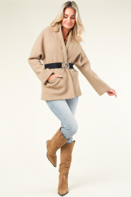 ba&sh |  Wool coat with belt Carol | beige  | Picture 3
