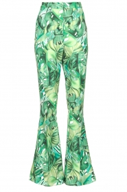 Fracomina |  Flared pants with leaves print Mowi | green  | Picture 1