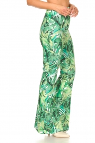 Fracomina |  Flared pants with leaves print Mowi | green  | Picture 6