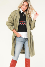 ba&sh |  Oversized twill trenchcoat Tylan | green  | Picture 6
