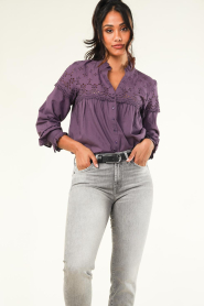 ba&sh |  Blouse with embroidery details Sarah | purple  | Picture 2