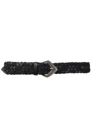 ba&sh |  Leather braided belt Bergamo | black