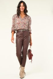 STUDIO AR |  Leather stretch pants Mazzy | bordeaux  | Picture 4