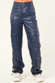 STUDIO AR |  Leren cargo pants Gailia | blue  | Picture 4