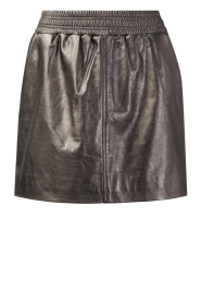 STUDIO AR |  Leather skirt Silk | metallic