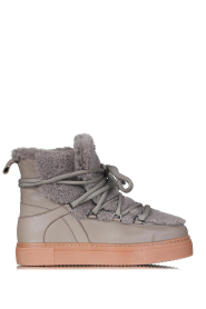 Est'Seven |  Leather sneakers Mouton Fur | taupe