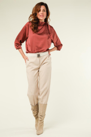 Knit-ted |  Satin look top with scarf detail Jenny | bordeaux  | Picture 3