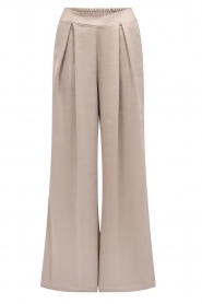 Knit-ted |  Pants with satin look Nica | natural