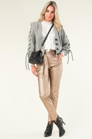Knit-ted :  Faux leather pants Francis | metallic bronze - img3