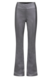 Knit-ted |  Faux leather flared pants Afke | metallic grey