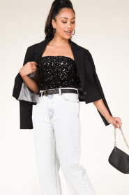 Second Female |  Stretch top with sequins Luxurious | black   | Picture 2