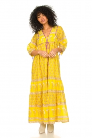 Antik Batik |  Cotton maxi dress with floral print Mori | yellow  | Picture 3