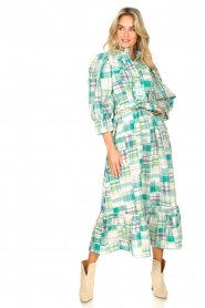 Antik Batik |  Cotton maxi dress Alama | green  | Picture 3