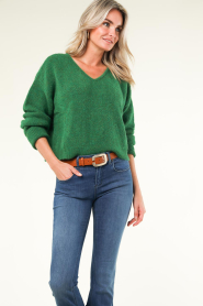 American Vintage |  Soft sweater with v-neck East | green  | Picture 5