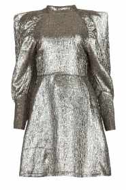  Metallic dress with pointy shoulders Adora | silver