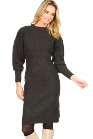 Freebird |  Sweater dress with puff sleeves Sheliya | gray  | Picture 4