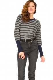 Lolly's Laundry |  Stripped sweater Sarah | dark grey streep trui  | Picture 4