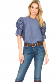 Lolly's Laundry |  Top with puff sleeves Lou | blue  | Picture 5