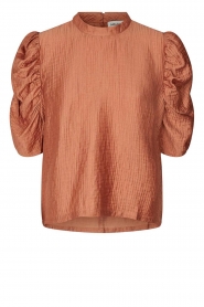  Top with puff sleeves | rust brown