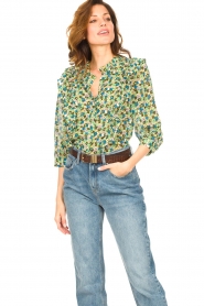 Lolly's Laundry |  Flowerprint blouse Hanni | green  | Picture 4