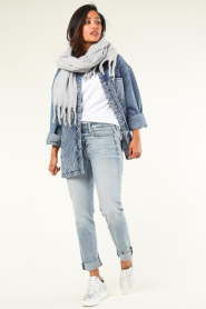 American Vintage |  Finely knitted scarf with frills Zinaco | grey  | Picture 3
