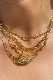 Prayer Accessories :  Link chain necklace with heart Yara | gold - img2