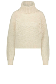 Freebird |  Ajour knitted turtleneck sweater Lura | natural  | Picture 1