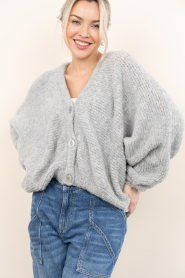 American Vintage |  Soft wool mix cardigan Zolly | grey | Picture 4