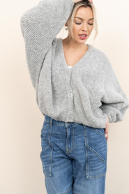 American Vintage |  Soft wool mix cardigan Zolly | grey | Picture 5