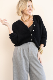 American Vintage |  Soft alpaca cardigan Vitow | black | Picture 2