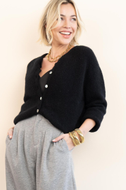 American Vintage |  Soft alpaca cardigan Vitow | black | Picture 4